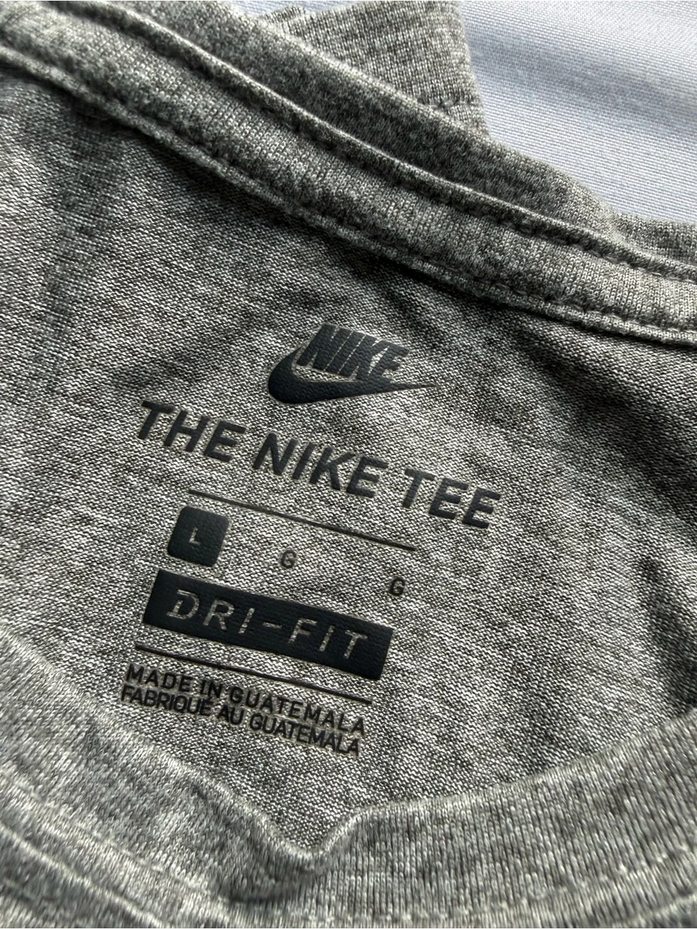 Nike Heather Gray Long Sleeve Dri-FIT Crew with Black Swoosh